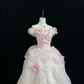 Blush Pink Ombre Strapless Floral Cinched Waist White Voluminous Skirt Romantic Dress, Wedding Gown gh7863
