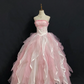 Blush Pink Strapless Long Romantic Gown with Fitted Waist and Fluffy Princess Skirt, Wedding Dress & Bridal Gown gh8300