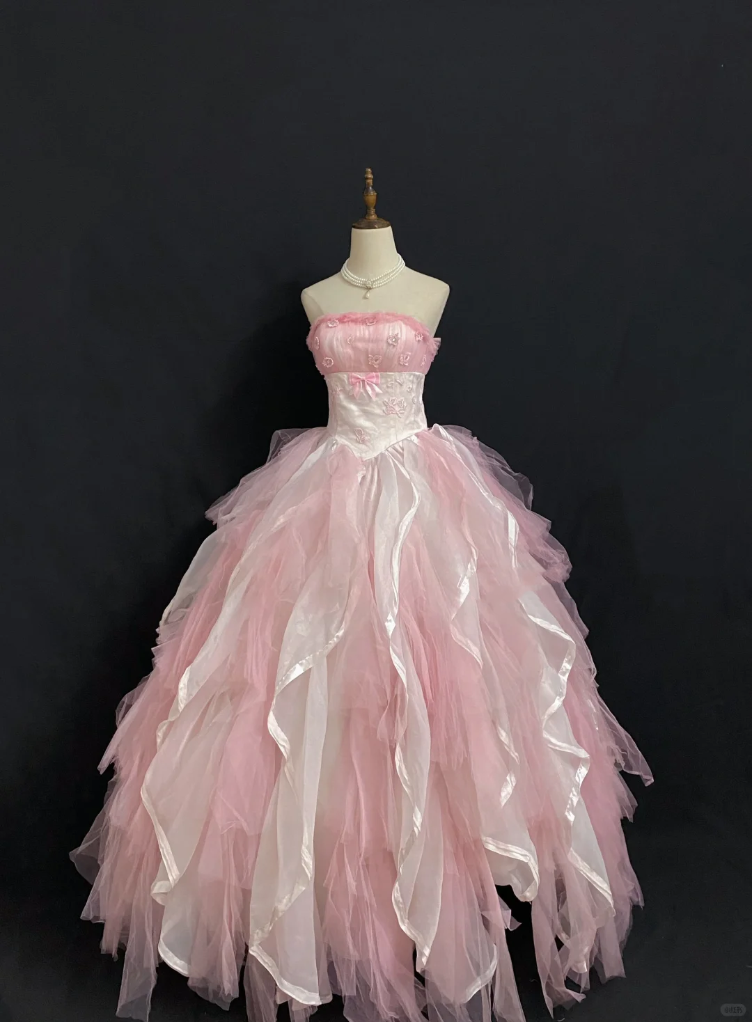 Blush Pink Strapless Long Romantic Gown with Fitted Waist and Fluffy Princess Skirt, Wedding Dress & Bridal Gown gh8300