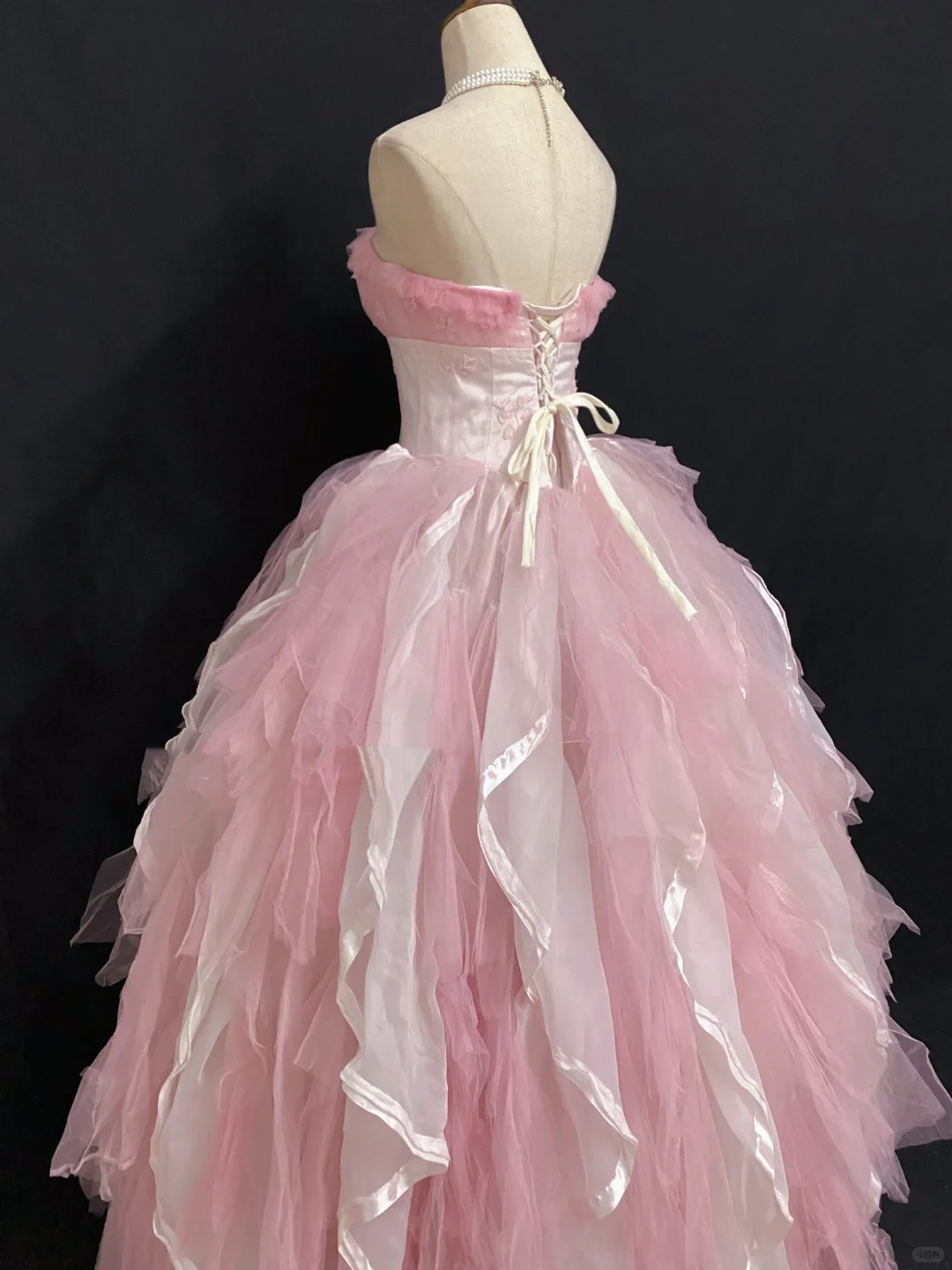 Blush Pink Strapless Long Romantic Gown with Fitted Waist and Fluffy Princess Skirt, Wedding Dress & Bridal Gown gh8300