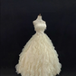 Light Apricot Strapless Romantic Gown with Beaded Tassels, Cinched Waist & Voluminous Princess Skirt, Wedding Dress & Bridal Gown gh8124