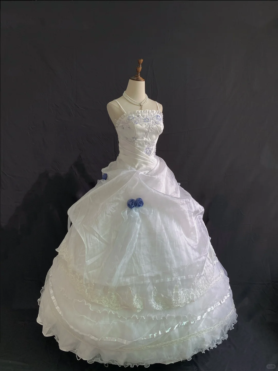 White Spaghetti Strap Romantic Gown With Classical Elegance, Cinched Waist & Voluminous Princess Skirt, Wedding Dress & Bridal Gown gh8209