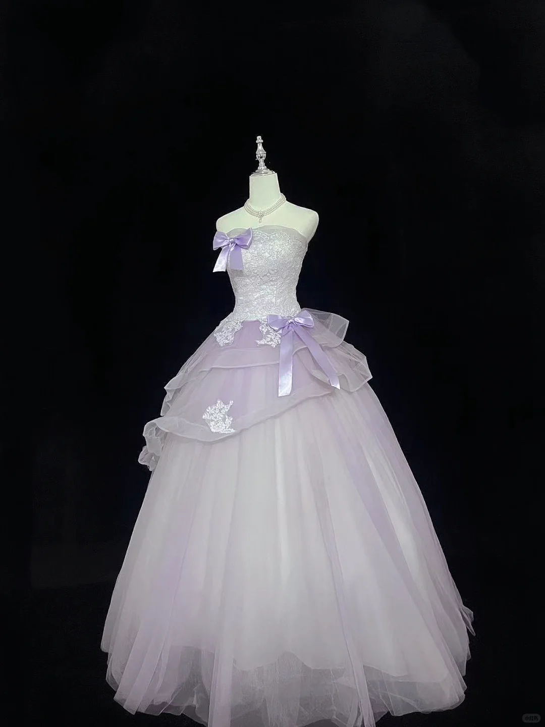 Lavender Strapless Cinched Waist Voluminous Princess Skirt Long Romantic Dress, Wedding Gown gh7989