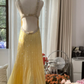 Hellgelb, wunderschön glänzend, modisch, elegant, exquisite Perlen, lang, rückenfrei, Tüll, Ballkleid, Abendkleid, Geburtstags-/Hochzeitsgast-/Feiertagspartykleid, Ballkleid, Valentinstags-Date-Kleid, gh4034