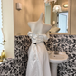 White Satin Waist-Cinched Slimming Luxury Elegant Romantic Dress, Wedding Gown gh7635