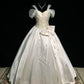 Robe de mariée longue en satin blanc ivoire avec perles, tenue de bal princesse, gh4924