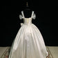Robe de mariée longue en satin blanc ivoire avec perles, tenue de bal princesse, gh4924
