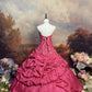 girlhomeshops - Robe de bal longue en satin rose à motif floral délicat gh6288