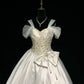 Robe de mariée longue en satin blanc ivoire avec perles, tenue de bal princesse, gh4924