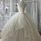 Lace Strapless Bridal Gown Pearl Shoulder Chain & Cloud Flare Hem  gh7063