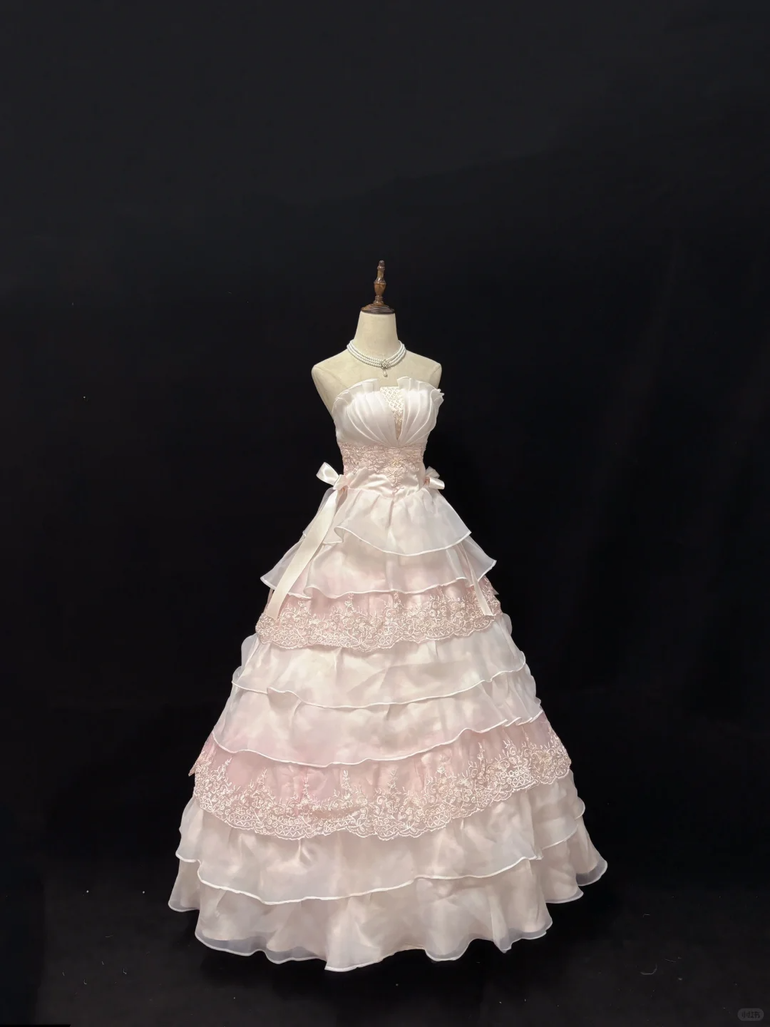 Blush Pink Strapless, Cinched Waist, Voluminous Tiered Princess Skirt Girly Romantic Dress, Wedding Gown gh8086