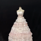 Blush Pink Strapless, Cinched Waist, Voluminous Tiered Princess Skirt Girly Romantic Dress, Wedding Gown gh8086