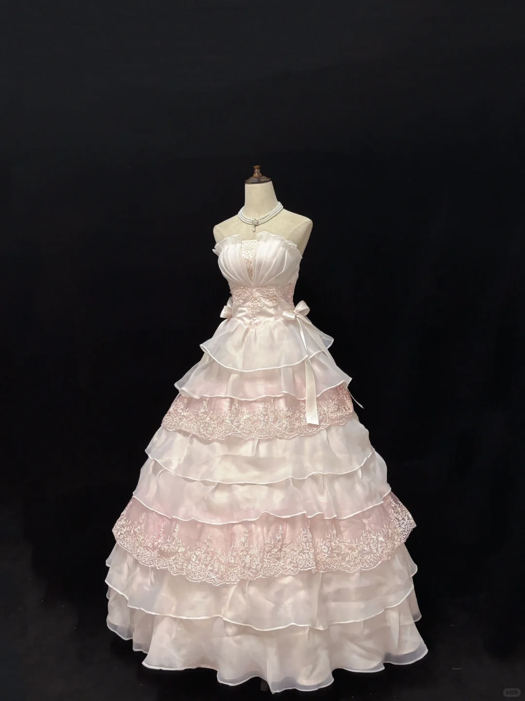 Blush Pink Strapless, Cinched Waist, Voluminous Tiered Princess Skirt Girly Romantic Dress, Wedding Gown gh8086