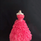 Magenta Strapless Cinched Waist Voluminous Tiered Skirt Long Romantic Dress, Wedding Gown gh7990
