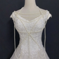 White Embroidered Lace Sexy Long Romantic Wedding Dress, Fitted Waist, Bodycon Silhouette gh8351