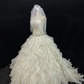 Off-White Strapless Long Romantic Gown, Cinched Waist, Rhinestone Embellishments, Voluminous Tiered Cake Skirt, Wedding Dress & Bridal Gown gh8170