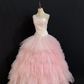 Blush Pink One‑Shoulder Romantic Gown with Fitted Waist and Fluffy Princess Skirt, Wedding Dress & Bridal Gown gh8301