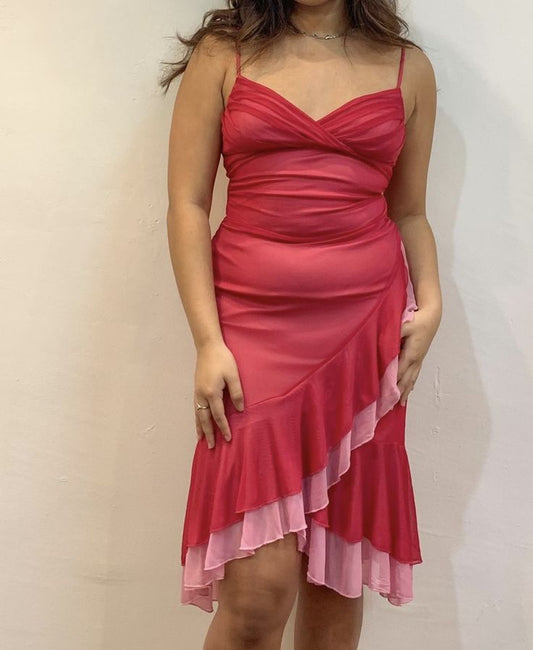 Rosa Mode Spaghetti Strap Rüschen Kurze Elegante Chiffon Homecoming Kleid Ballkleid Abendkleid Partykleid gh3242