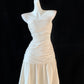 Weißes, modisches, elegantes, süßes Schlauchkleid aus Leinen-Baumwolle 11284