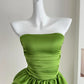 Robe de soirée courte en satin vert, jolie robe tube, robe de fête d'anniversaire, petite robe de vacances gh3944