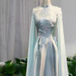 Girlhomeshops - Robe de bal longue en satin vert clair à fleurs et perles, robe de cérémonie à manches longues gh5309