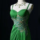 girlhomeshops-Fairy - Robe de soirée fleurie à cristaux vert forêt gh5848