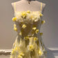 girlhomeshops--Yellow floral long chiffon prom dress gh5579