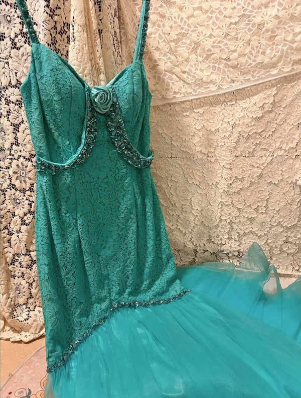 Robe de soirée sirène longue en mousseline de soie et dentelle, rose, perlée, magnifique, gh4443