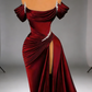 Off-ShoulderGown - Knot Corset High-Slit Train Evening/Red Carpet/Theme Ball Maxi Dress gh6997