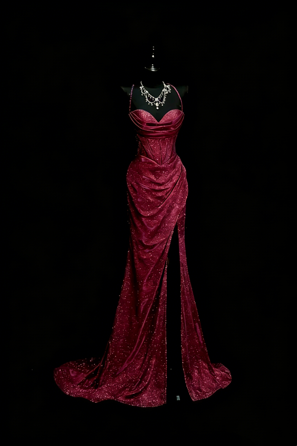Robe sirène dos nu bleu scintillant style galaxie irisée - Robe de soirée et tapis rouge sur le thème des étoiles gh6570
