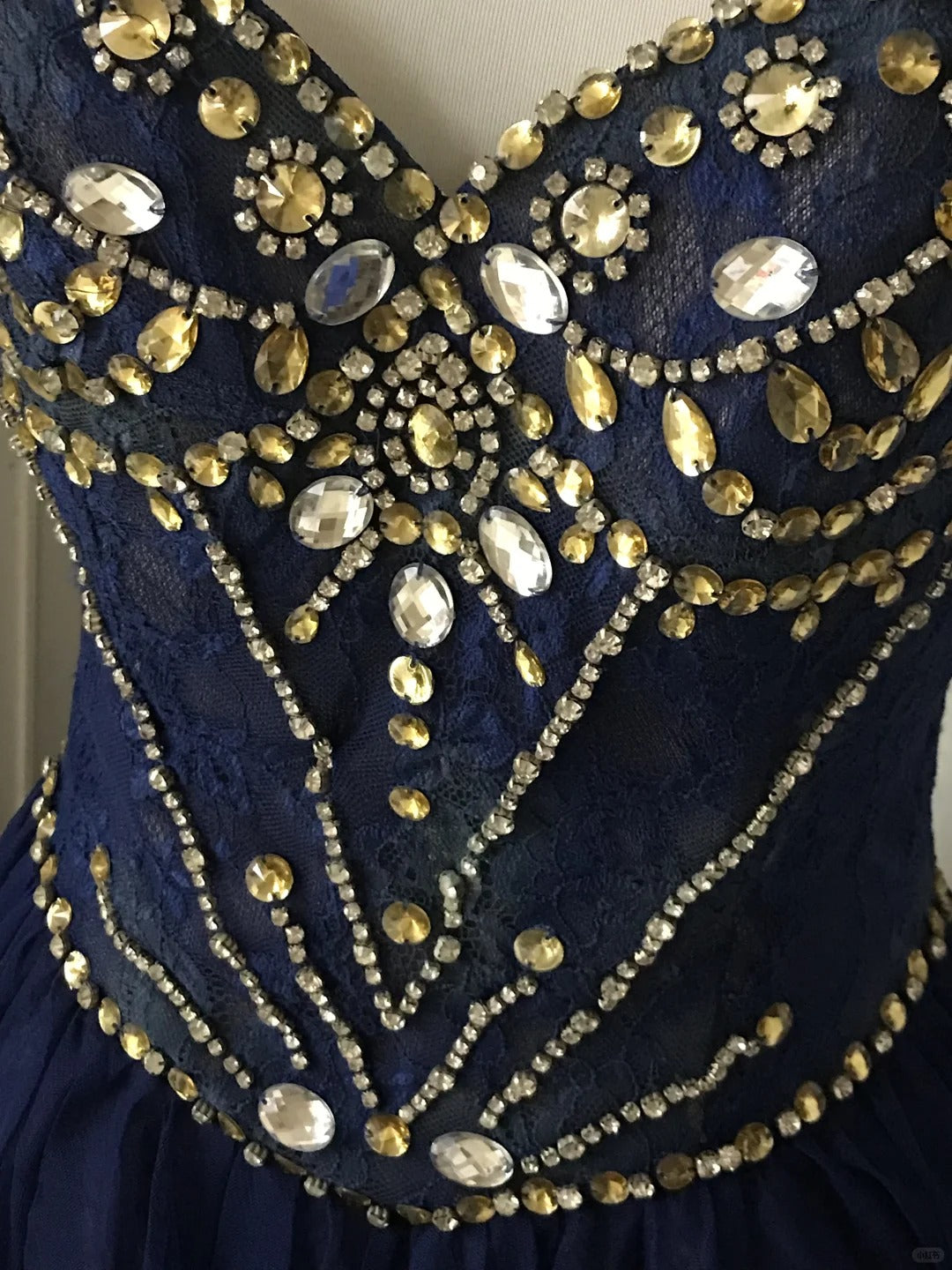 💙Dark blue shiny retro princess short homecoming dress beaded tulle ball gown evening dress gh4393