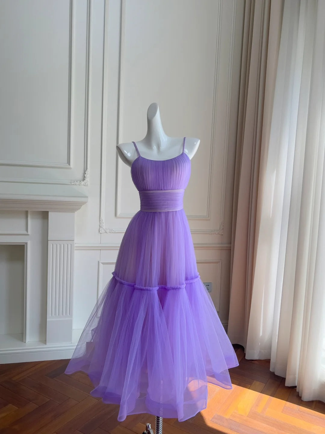 Mintgrünes, fließendes, langes Chiffon-Ballkleid für Geburtstagspartys, gh4405