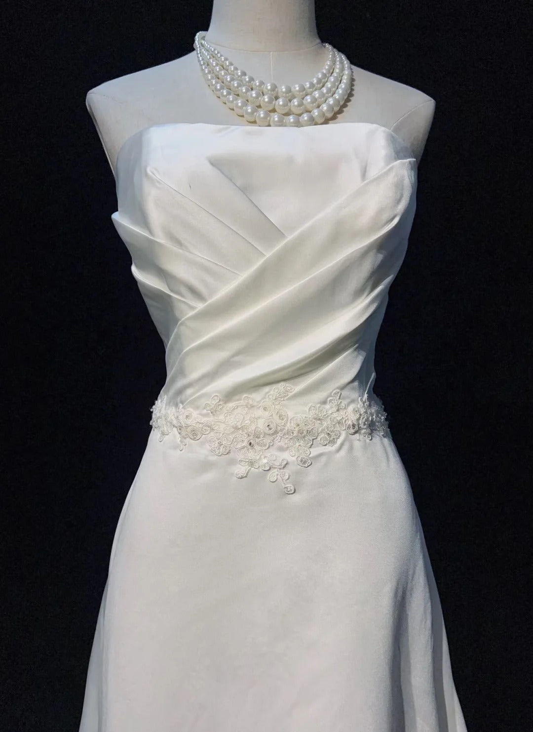 Robe de soirée longue en satin blanc, simple, élégante, discrète, exquise, avec des appliques, longueur au sol, robe de mariée gh3862