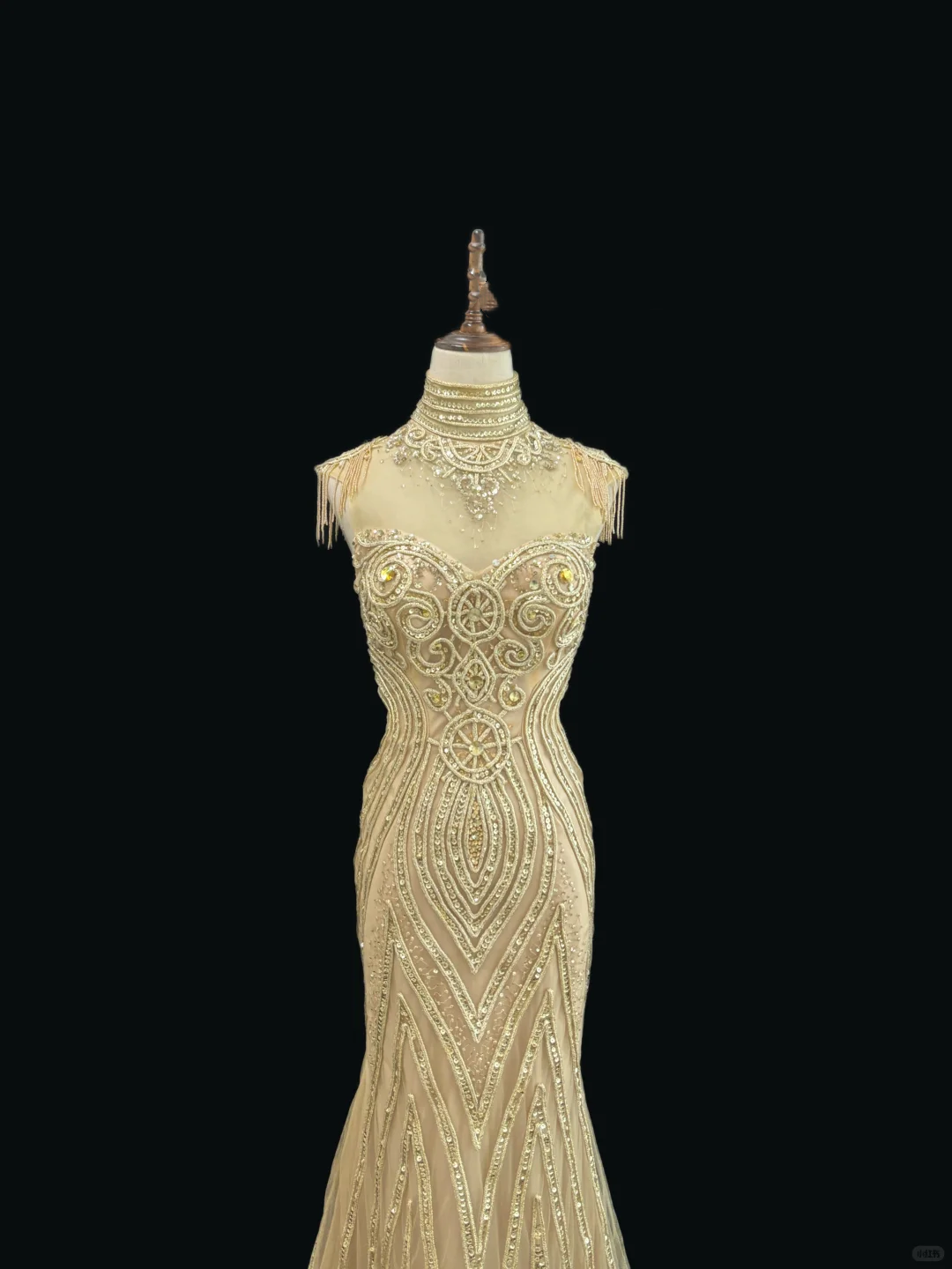 Gold Sleeveless Cinched Waist Slim Fit Sexy Mermaid Skirt Long Romantic Dress, Wedding Gown gh7954