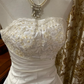 White Strapless Waist-Cinched Voluminous Skirt Prom Gown, Birthday Dress, Bridal Wedding Gown gh7265
