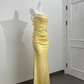 Yellow Spaghetti Strap Waist-Cinched Fitted Mermaid Sexy Prom Gown, Evening Formal Dress, Graduation Gown gh7235