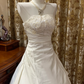 White Strapless Waist-Cinched Voluminous Skirt Prom Gown, Birthday Dress, Bridal Wedding Gown gh7265