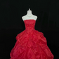 Red Strapless Cinched Waist Voluminous Princess Skirt Luxury Romantic Dress, Wedding Gown gh8000
