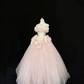 Blush Pink Strapless Floral Cinched Waist Voluminous Princess Skirt Romantic Dress, Wedding Gown gh7831