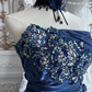 Dark Blue Strapless Fitted Waist Voluminous Skirt Prom Gown, Evening Gown & Bridal Wedding Gown gh7346