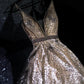 girlhomeshops – Goldfarbenes, wunderschönes, exquisites, mit Perlen besetztes, langes, elegantes Ballkleid aus Tüll, GH5695