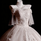 Luxury Court Style Satin & Tulle Floor-Length Ballgown Off-Shoulder Beaded Embroidery Train Wedding Dress - Ceremony Gown for Wedding & Engagement Banquet gh6494
