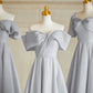 Silver Gray Elegant Fashion Long Satin Ball Gown Evening Dress Party Dress Bridesmaid Dresses Prom Dress gh3997