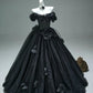 Stunning Black Fashion Elegant Delicate Floral Appliqué Long Tulle Floor Length Ball Gown Evening Gown Graduation Gown Bar Mitzvah Gown Wedding Gown gh3842