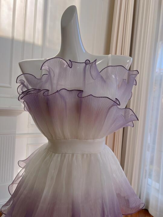 Lila Fee Elegante Schöne Homecoming Kleid Kurze Chiffon Ballkleid Geburtstag Party Kleid Abendkleid gh4411