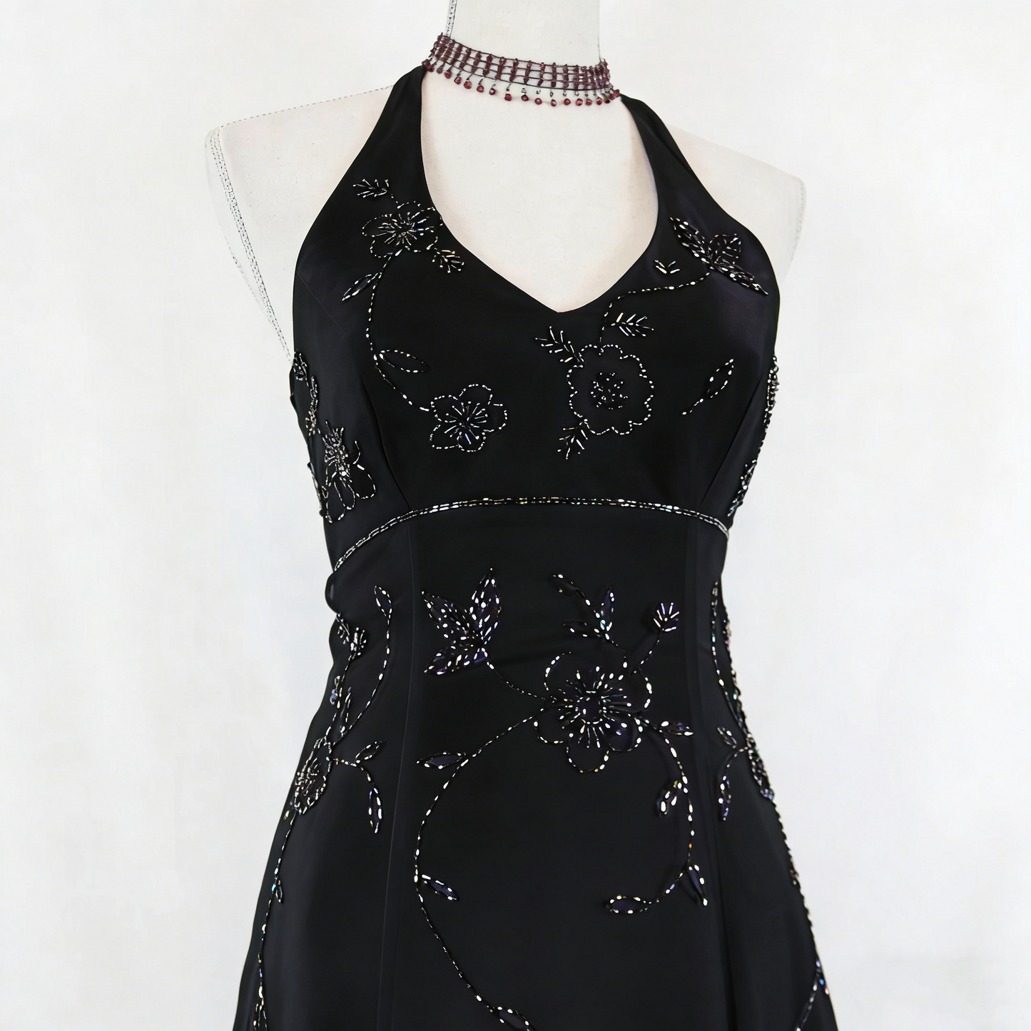 Lila Vintage Mode Ombre Perlen Empire Taille Neckholder Lange Elegante Ballkleid Abendkleid Partykleid gh3603