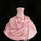 Girlhomeshops - Robe bustier longue en satin rose et nœud noir, style soirée, style girlish heart, avec perles, effet sirène, gh5888