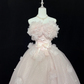 Blush Pink Floral Neckline Girly Strapless Cinched Waist Voluminous Skirt Romantic Dress, Wedding Gown gh8050