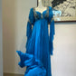 Blue Vintage Long Sleeve Beaded Long Chiffon Prom dresses Evening Gown Party Dress gh4941