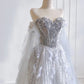 Girlhomeshops--Gray purple gorgeous feather tulle and diamond exquisite beading long tulle prom dress wedding dress gh5486